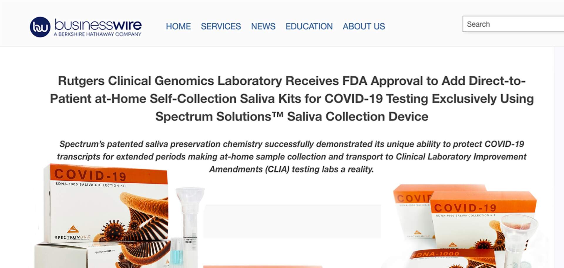 At-Home Collection Businesswire-press-release-spectrum solutions 5-11-2020