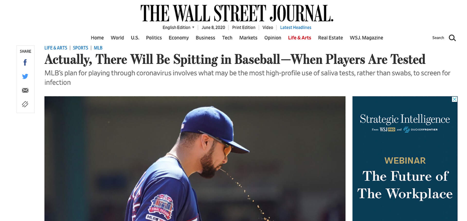 Wall Street Journal-Spitting is allowed in baseball