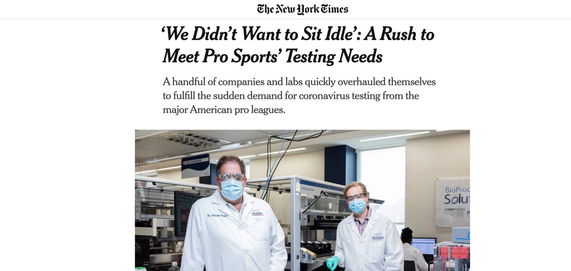 We Didn’t Want to Sit Idle-New York Times